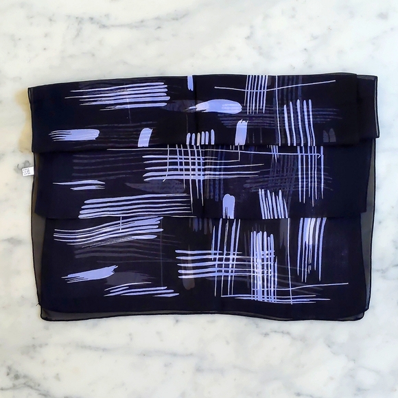 NWOT. Black and White Multi Pattern Scarf. - Picture 2 of 3